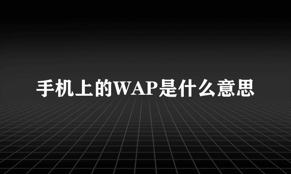手机上的WAP是什么意思