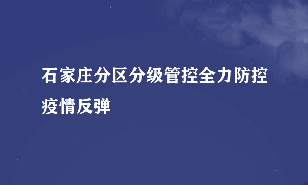 石家庄分区分级管控全力防控疫情反弹