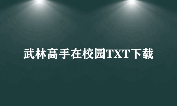 武林高手在校园TXT下载