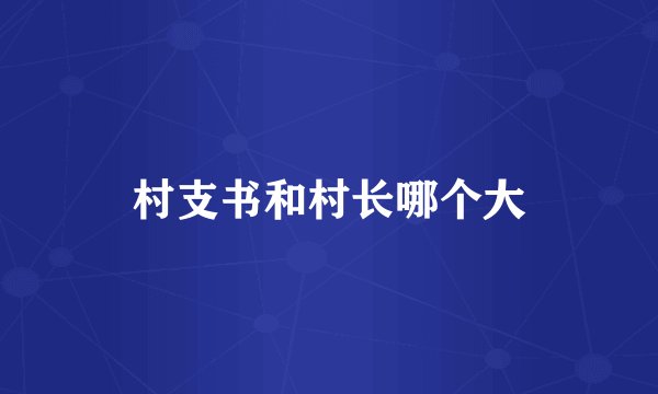 村支书和村长哪个大