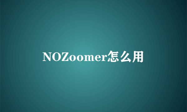NOZoomer怎么用