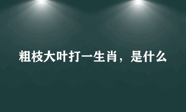 粗枝大叶打一生肖，是什么