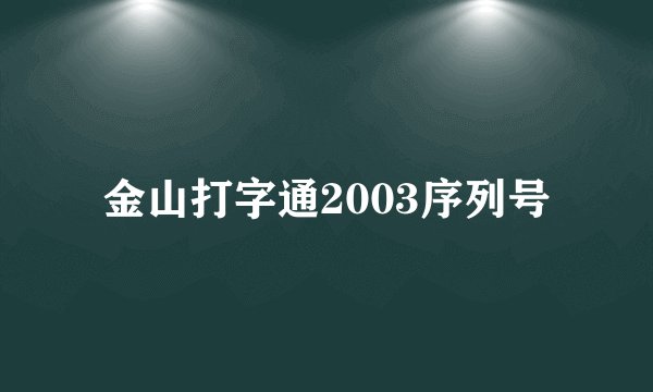 金山打字通2003序列号