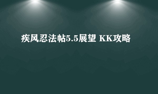 疾风忍法帖5.5展望 KK攻略