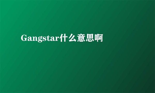 Gangstar什么意思啊