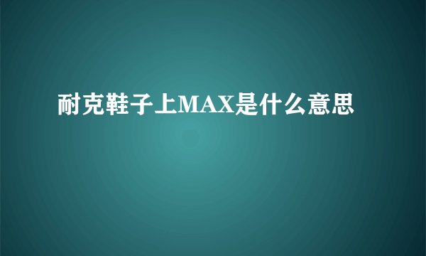 耐克鞋子上MAX是什么意思