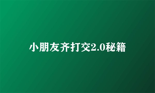 小朋友齐打交2.0秘籍