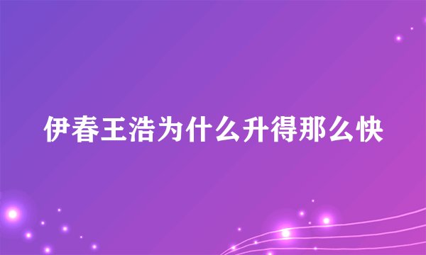 伊春王浩为什么升得那么快