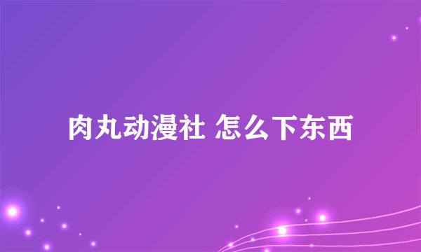 肉丸动漫社 怎么下东西