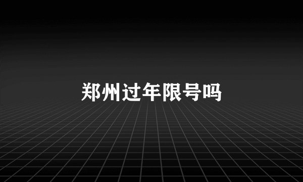郑州过年限号吗