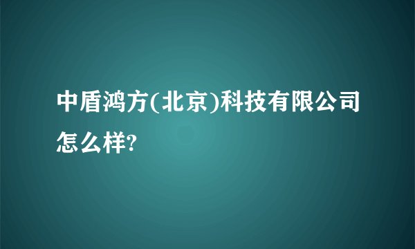 中盾鸿方(北京)科技有限公司怎么样?