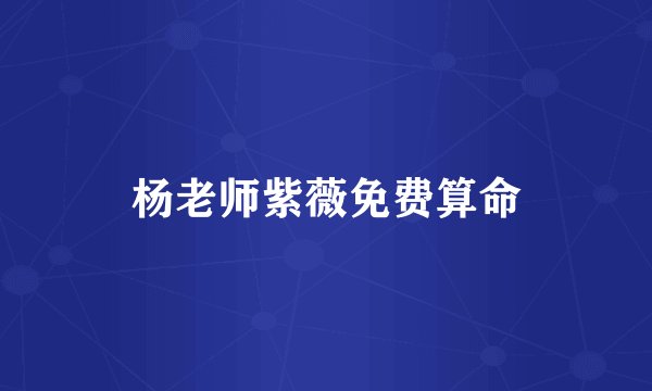 杨老师紫薇免费算命