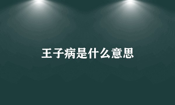 王子病是什么意思