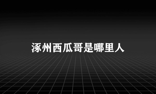 涿州西瓜哥是哪里人