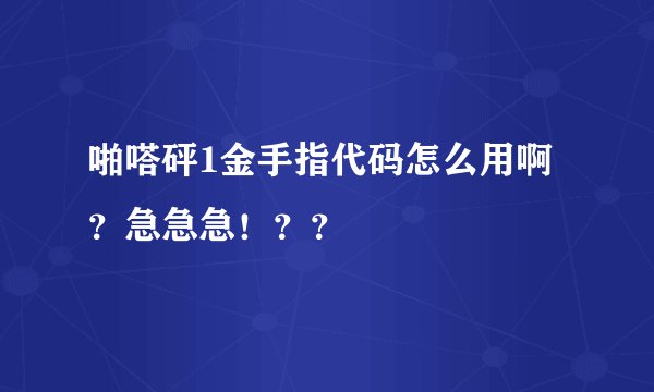啪嗒砰1金手指代码怎么用啊？急急急！？？