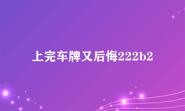 上完车牌又后悔222b2