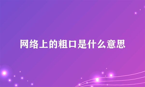 网络上的粗口是什么意思