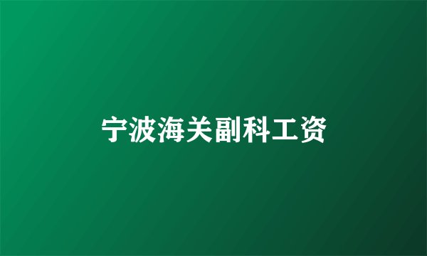 宁波海关副科工资