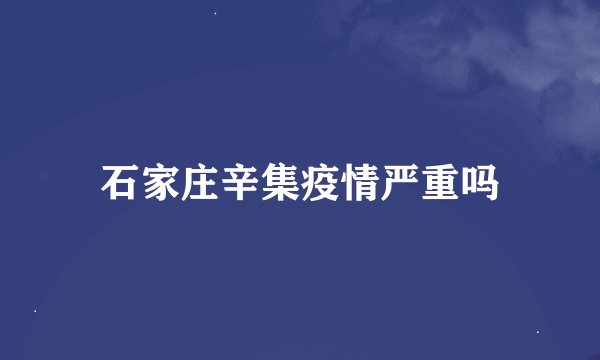 石家庄辛集疫情严重吗