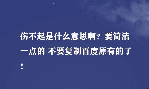 伤不起是什么意思啊？要简洁一点的 不要复制百度原有的了！