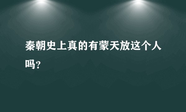 秦朝史上真的有蒙天放这个人吗？