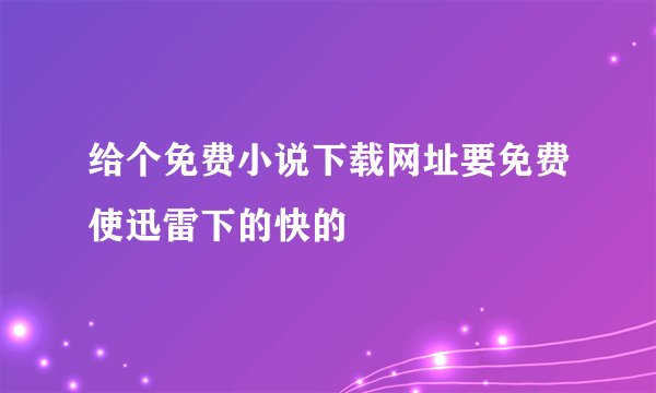 给个免费小说下载网址要免费使迅雷下的快的