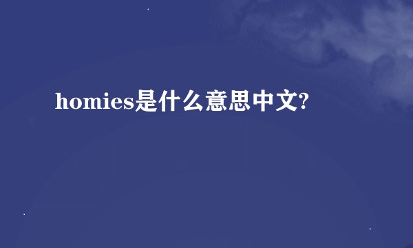 homies是什么意思中文?