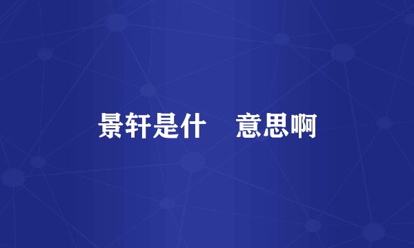 景轩是什麼意思啊