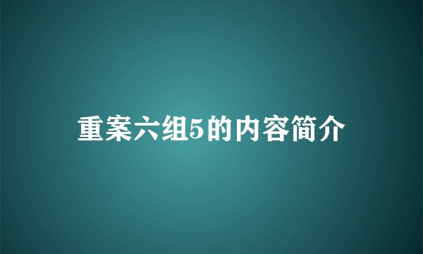 重案六组5的内容简介