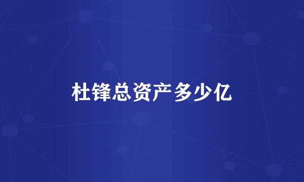 杜锋总资产多少亿