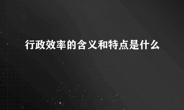 行政效率的含义和特点是什么