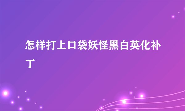怎样打上口袋妖怪黑白英化补丁
