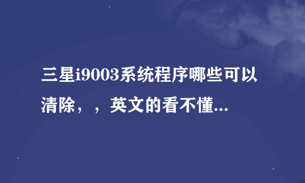 三星i9003系统程序哪些可以清除，，英文的看不懂，怕删错，有谁能告知？？
