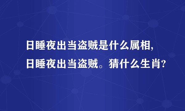 日睡夜出当盗贼是什么属相,日睡夜出当盗贼。猜什么生肖?