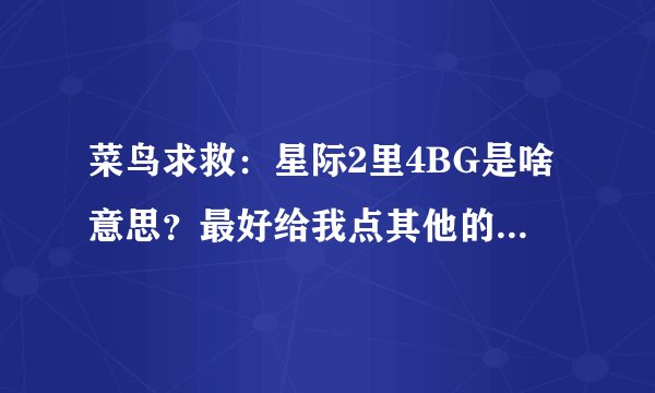 菜鸟求救:星际2里4BG是啥意思?最好给我点其他的星际2术语啊(带解释)