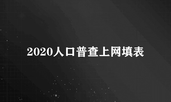2020人口普查上网填表