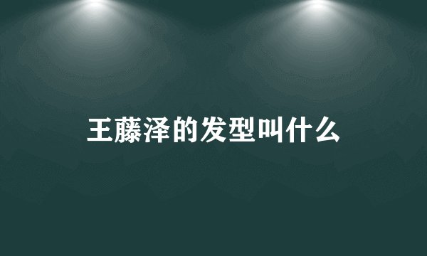 王藤泽的发型叫什么