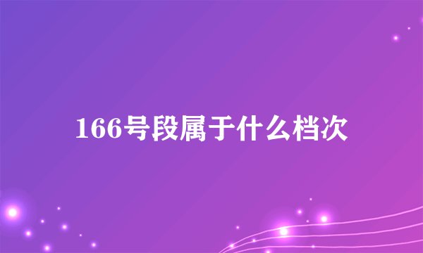 166号段属于什么档次