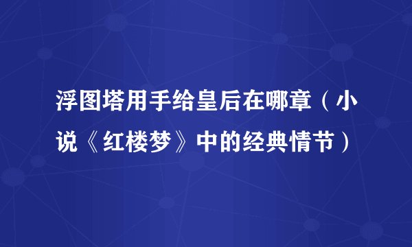 浮图塔用手给皇后在哪章（小说《红楼梦》中的经典情节）