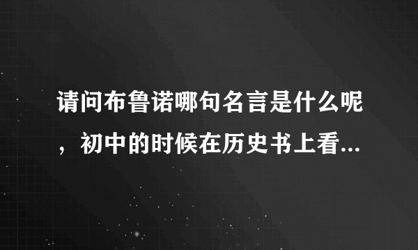 请问布鲁诺哪句名言是什么呢，初中的时候在历史书上看过，好像是(烈火烧不尽真理)是吗。多谢指教。