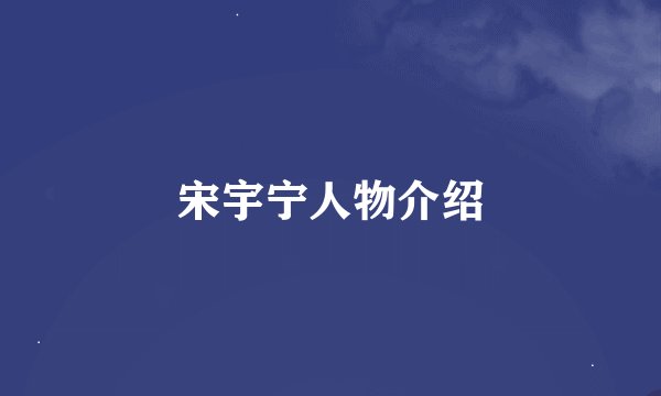 宋宇宁人物介绍