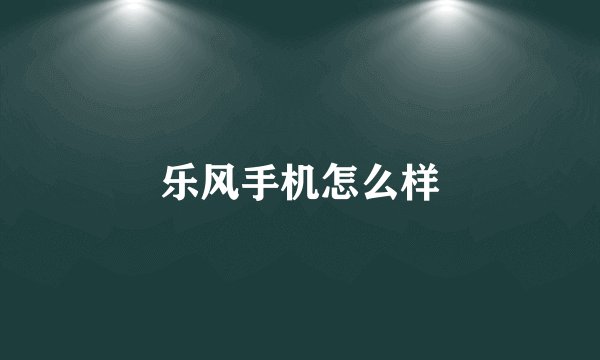 乐风手机怎么样