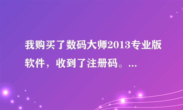 我购买了数码大师2013专业版软件，收到了注册码。但如何操作才能注册正式用户，下载正式完整版本。怎