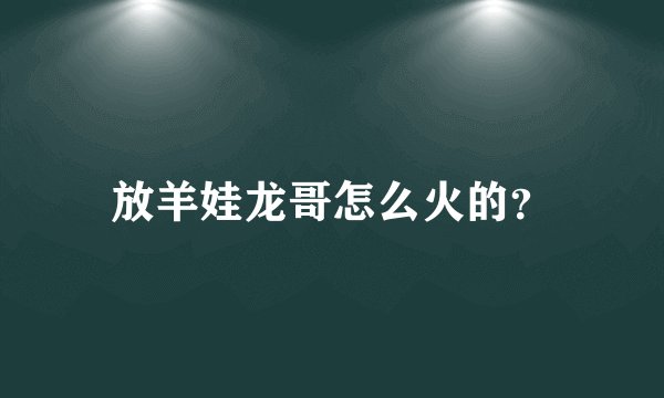 放羊娃龙哥怎么火的？