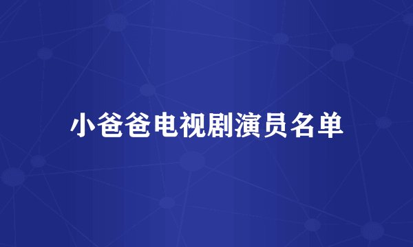 小爸爸电视剧演员名单