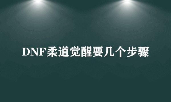 DNF柔道觉醒要几个步骤