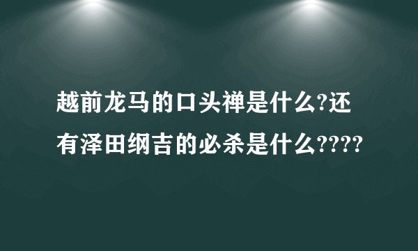 越前龙马的口头禅是什么?还有泽田纲吉的必杀是什么????