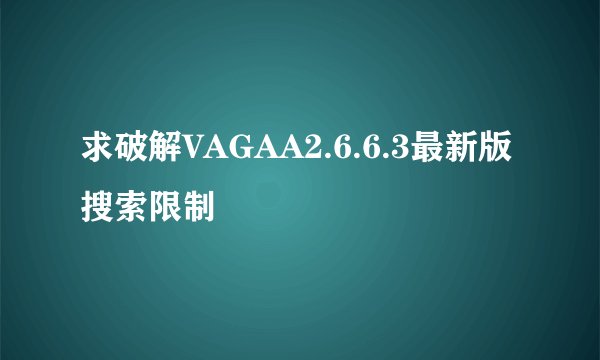 求破解VAGAA2.6.6.3最新版搜索限制