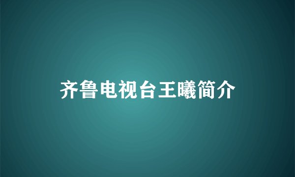 齐鲁电视台王曦简介