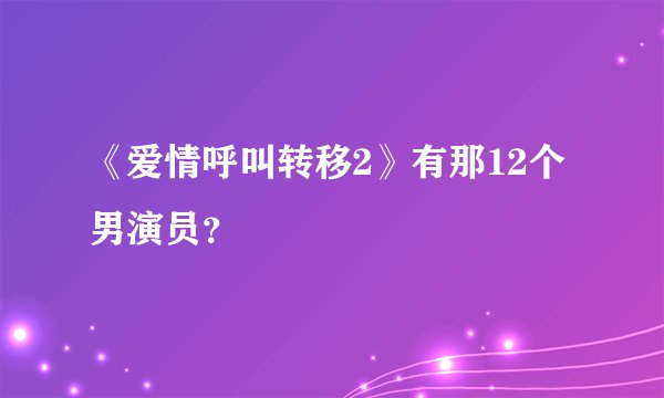 《爱情呼叫转移2》有那12个男演员？